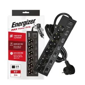 Q 에너자이저 개별스위치 멀티탭 6구 4m 블랙