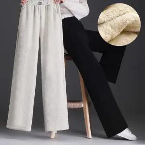 여성 기모 바지 코듀로이 와이드 밴딩 여성 융털 바지 겨울
