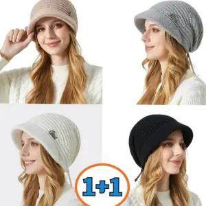 여자 챙 모자 따뜻한 고탄성 겨울 여성 니트 모자 골지 귀달이 방한 토끼 비니