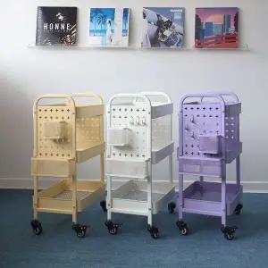 [킨슬리] 페그보드 트롤리 타공보드 이동식 3단 수납 카트 4colors