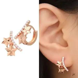 꽃 14K 로즈 귀걸이 트위스트 원터치 금침 (WFJ59Y4)