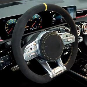 자동차 핸들 커버 메르세데스 벤츠 호환 AMG 호환 호환 CLA CLS GLB GLE W177 R190 W205 W222 용 블랙 스웨