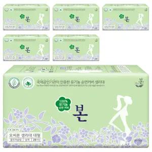 유기농본 순면커버 흡수 빠른 순한 울트라슬림 생리대 날개형 대형 28개입 6개