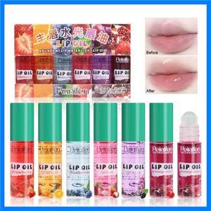 6개입/세트 복숭아 딸기 과일 롤온 립밤 메이크업 보습 투명 체리 포도 투명 립 오일 수분 공급 립글로스