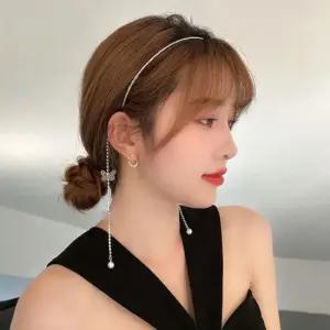 여신 줄 머리띠 귀고리 착시 나비 스트링 헤어밴드 여학생 여대생 공주 머리띠 특별한 스타일링