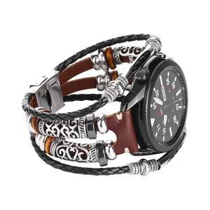 가민 베누 2 / 3 비보액티브 4 45mm 시계 갤럭시 워치 기어 S3 프론티어 클래식 46mm, 남성 및 여성용 밴드용 가죽 빈티지 브레이슬릿 22mm