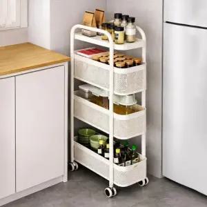 아트박스 가구느낌 슬림 트롤리 선반 4단 400 이동식 수납장 카트