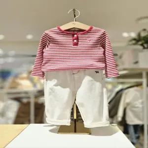 [블루독베이비 10] 26SS(RD)(IV)스트라이프골지티셔츠저지트윌팬츠세트 (2461193300441002)