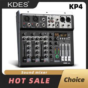 KDES KP4 오디오 믹서 4채널 99 DSP 이펙트 레코드 PC 48V 팬텀 파워 USB 사운드 블루투스 DJ 콘솔 카라오