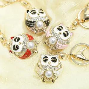 동글 진주 쥬얼 미니 부엉이 키홀더 열쇠고리 4Colors