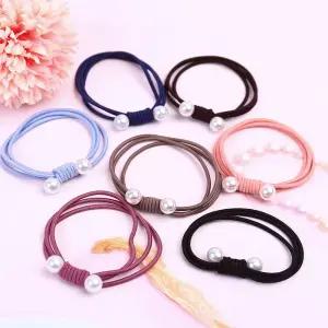 투볼 진주 고무줄 머리끈 머리끈 똥머리밴드 여성머리끈 스크런치