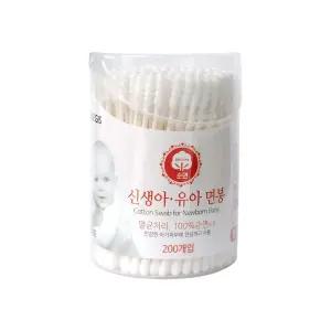이지스 유아용 순면 멸균면봉200개입 (원형) 종이면봉 면봉 유아용면봉