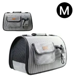 고품질 강아지 이동가방 피플 그레이 줄무늬 M (WFJS36Q)