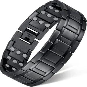 남성 페라코 3X 자석 팔찌 티타늄 스틸 팔찌(블랙) 3열 포함