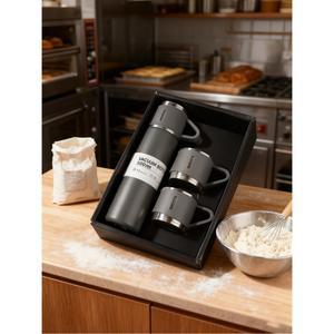 스테인리스 스틸 비즈니스 선물 세트 진공 단열 텀블러 (3 교체 가능한 뚜껑 및 케이스 ) 휴대용 여행용 커피 머그