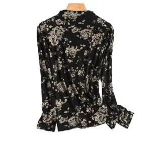 플라워 여성 연습복 라인댄스복 상의 사진 러플 긴팔 색상 L