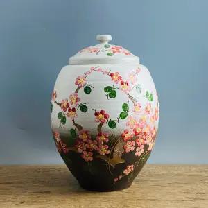 쌀독 투톤분청 소금 쌀통 둥근 항아리 매화 현관 20kg