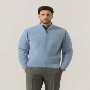 [페라로밀라노](정가219000원) 남성 가을겨울 간절기 부드러운셔닐원사 융본딩안감반짚업스웨터 AM0FTSE451