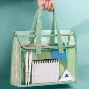 [하프클럽/]여행용 보조가방 PVC 학원 북 파우치 A4파일 손잡이