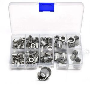 라보식 110개 M3 M4 M5 M6 M8 블라인드 나사산 인서트 리벳 키트 304 스테인리스 스틸 알루미늄 탄소강 플