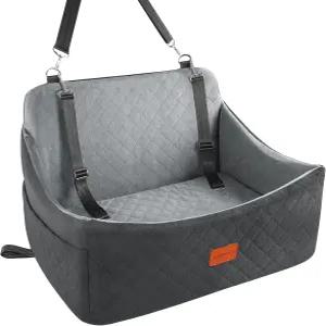 최대 55파운드의 중대형견을 위한 우아닥 반려견 카시트 메모리 폼 쿠션 세탁 가능한 커버 안전 스트랩 및