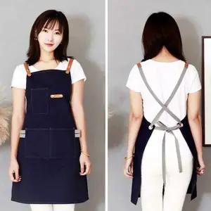 앞치마 커피 음식점 면 데님 앞치마 네이비