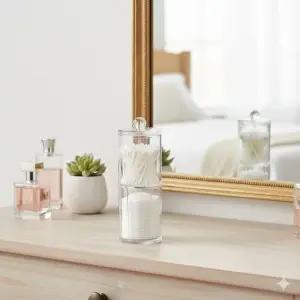 화장솜통 면봉통 투명 아크릴 케이스 2단 (WFKAFLJ)