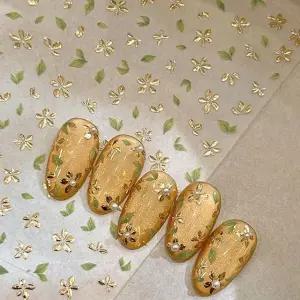 네일아트 럭셔리 골드 플라워 메탈 벚꽃 네일스티커 (WFKAI9F)