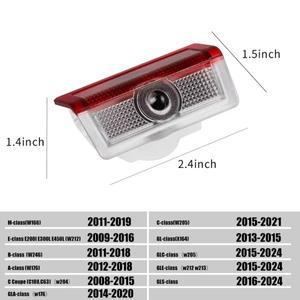 루보식 2Pcs LED 전구 자동차 도어 프로젝터 램프 액세서리 메르세데스 벤츠 AMG A B C M ML GLA GLS E 클