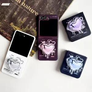 갤럭시 Z플립 4 5 6 7 하트 레터링 그립 톡홀더 스마트톡 거치대 슬림 하드 케이스 제트플립