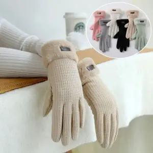 [하프클럽/]퍼 따뜻한 여성장갑 방한모던 기모안감 겨울외출장갑