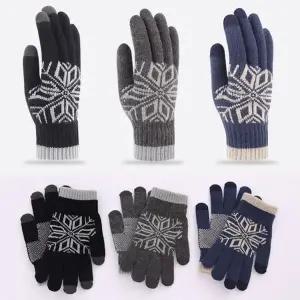 [하프클럽/]방한 니트장갑 여성 남성 겨울 폰터치장갑 눈꽃무늬