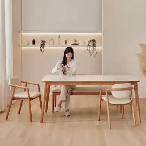 [신세계라이브쇼핑]동서가구 로라 6인용 원목 세라믹 식탁 세트 1800 (의자2+3인 벤치1) DF927591