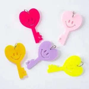 고품질 만들기 악세사리 하트키 스마일 부자재 키링 팬던트 (WFKB6GR)