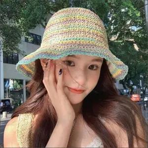 여름 컬러 예쁜 바캉스모자 햇빛차단 밀짚모자 버킷햇 여자여름모자
