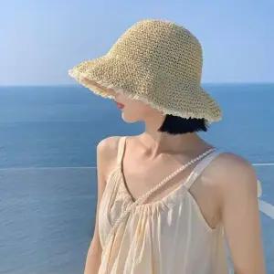 2컬러 여름 레이스 밀짚모자 소녀 왕골버킷햇 바캉스