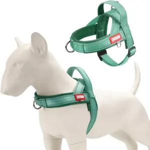 세이지 그린 소프트 도그 하네스 중형견 앞 클립 포함 노풀 탈출 방지 - 감성 지원 퀵 핏 패딩 메쉬 조끼