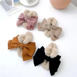 겨울 벨벳 리본 머리핀 여성 악세서리 패션스타일링 (WFKBJHT)