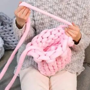 [하프클럽/]DIY 패브릭실 자이언트 빅얀 1KG 암니팅 핸드니팅 바구니 쿠션 뜨