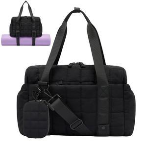[미국배송] 여성용 작은 짐 가방 요가 매트 홀더가 있는 퍼프 스포츠 더플 젖은 포켓과 동전 지갑이 토트 운동용 가방 댄스 필라테스 발레 수영 여행용