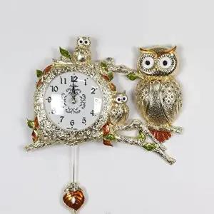 금도금 숲속가족 부엉이시계 무소음 인테리어 벽시계 (KYR-W6B9631)