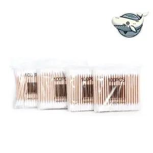 다용도 청소 나무 면봉 100P 스펀지 면봉 청소 나무면봉 화장솜 면봉 케이스