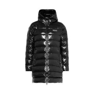 듀베티카 TYLDUE 로고 패치 후드 롱패딩 자켓 블랙 VDDJ95835K0001 BKS1127919