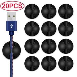 2-20Pcs 케이블 클립 와인 더  라운드 충전기 코드 데스크 깔끔한 관리 와이어 접착 홀더 클램프 홈 오피스