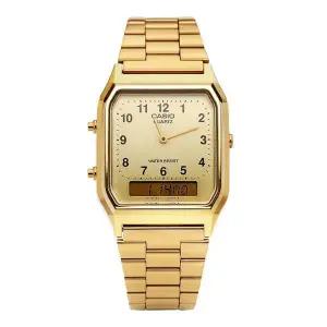 남녀공용 Analog Digital Square 메탈 손목 시계(AQ 230GA 9BHDF)