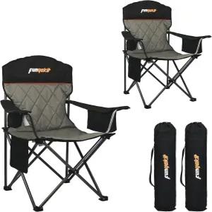 펀야킷 2PC 캠핑 의자 야외 스포츠 해변 낚시 하이킹 여행 피크닉 뒷마당 블랙 쿨러백과 컵 홀더 휴대용