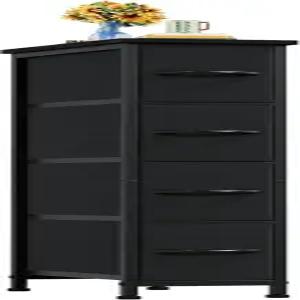 4개의 서랍 솜닷 좁은 서랍장 작은 공간의 욕실 옷장 침실 세탁 탈착식 패브릭 슬림 수납 정리함 블랙