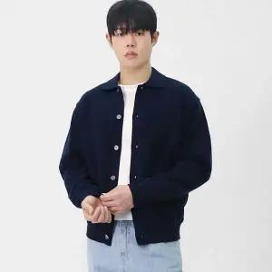 빌리버스 남성 간절기 모달 블렌드 카라 버튼 소프트 세미크롭 니트 가디건 BAT004