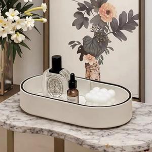 거실 장식용 PU 가죽 수납함 현관 보석 정리함 데스크탑 화장품 잡화 트레이 가정용