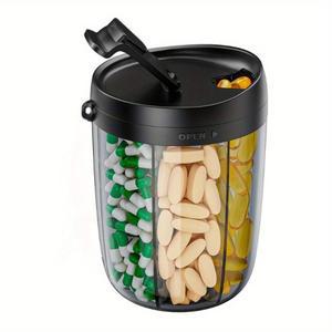 대형 알약 정리함 7칸 방습 BPA 프리 혼합 와이드 오프닝 20개의 라벨이 포함된 휴대용 여행용 케이스.